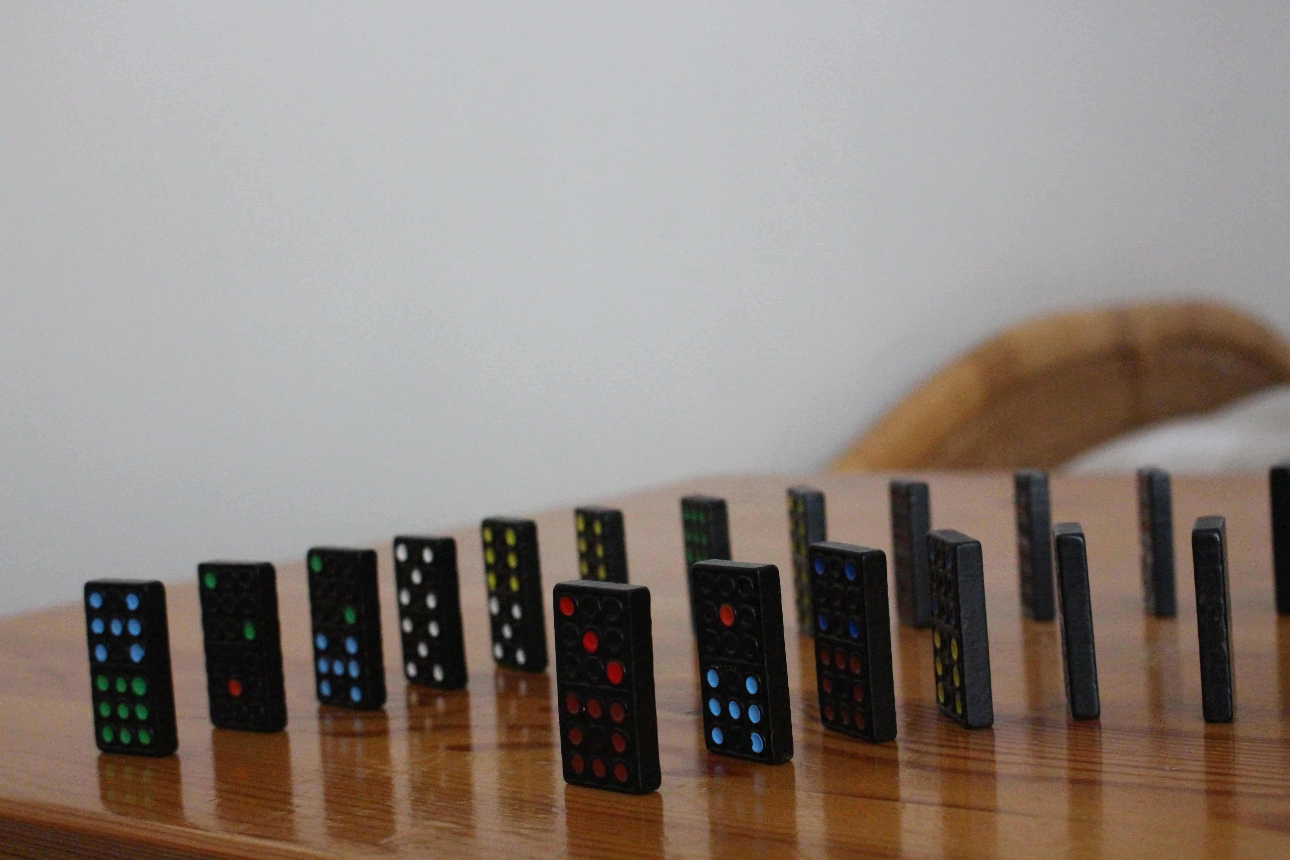 Dominoes on a table
