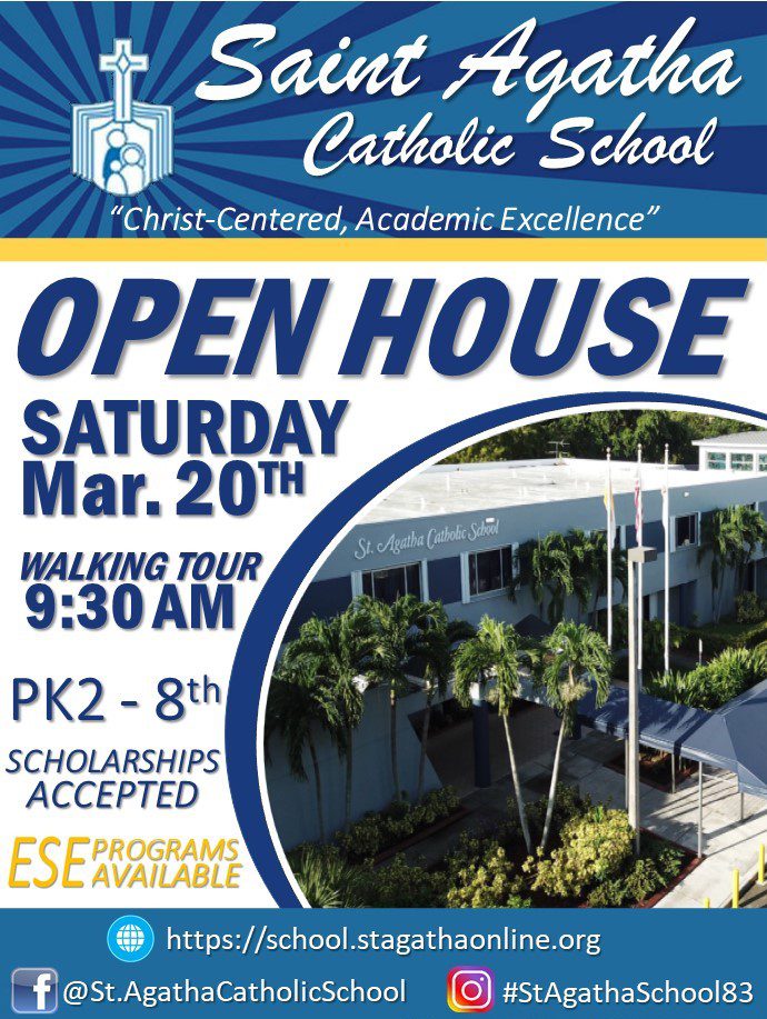 St. Agatha Catholic School Open House, March 20th at 9:30 AM